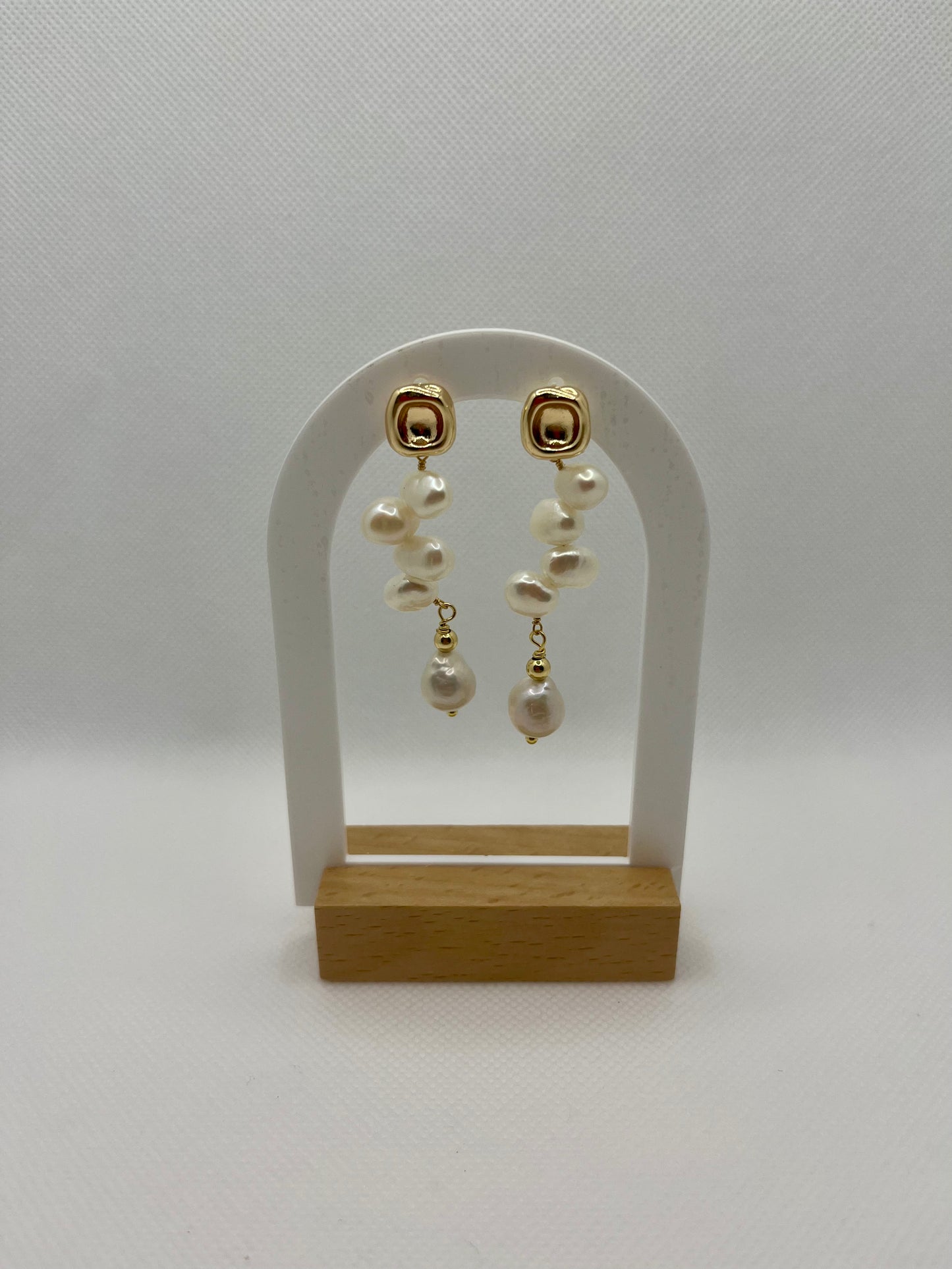Gold Long Chain Pearl Earrings/ Pearl Drop Earrings/ Long Pearl Earrings/ Jewelry for Women/ Dainty Earrings