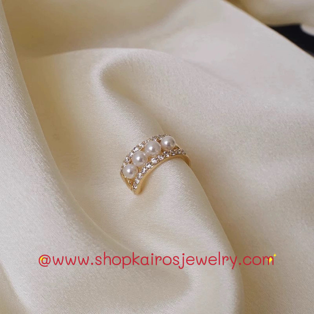 Kairos French-Style Diamond-Studded Pearl Ear Cuff - High-End Luxury, No Piercing, Retro Elegant Women's Earrings