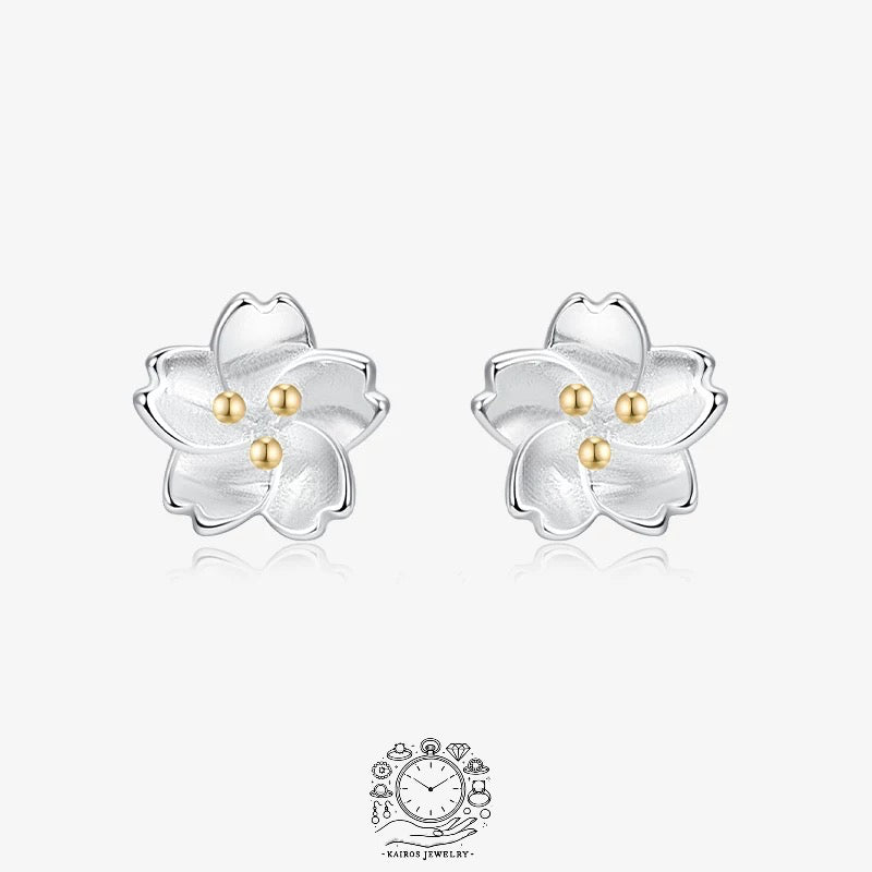 Buddha Stones 925 Sterling Silver Cherry Blossom Floral Calm Stud Earrings| Gift for her