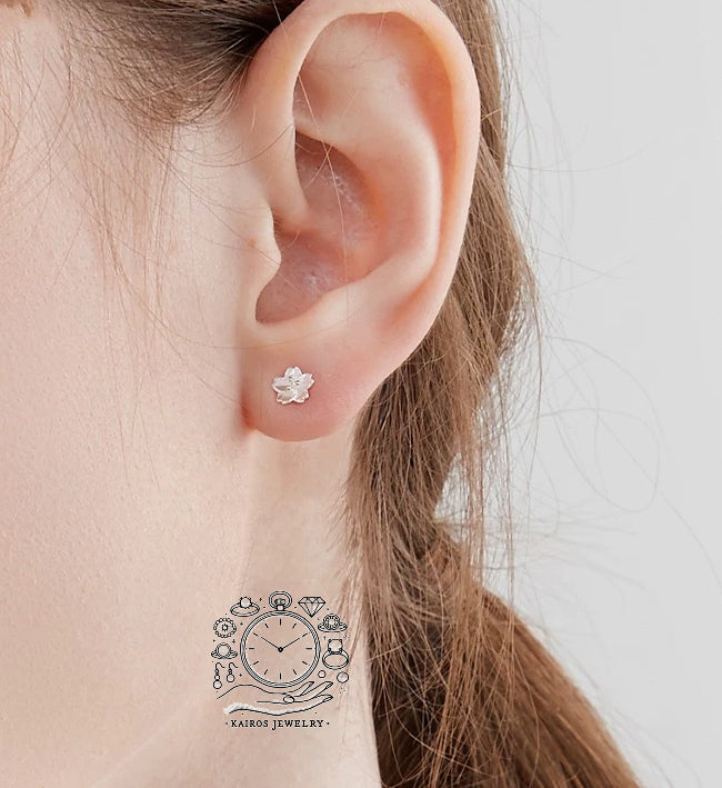 Buddha Stones 925 Sterling Silver Cherry Blossom Floral Calm Stud Earrings| Gift for her