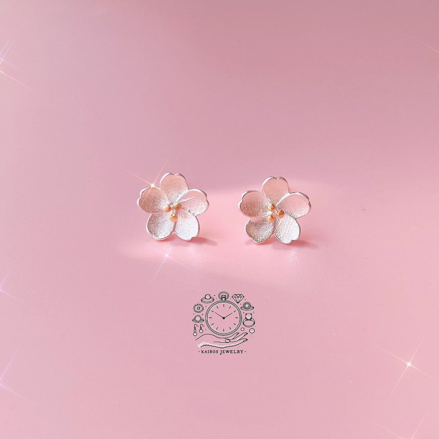Buddha Stones 925 Sterling Silver Cherry Blossom Floral Calm Stud Earrings| Gift for her