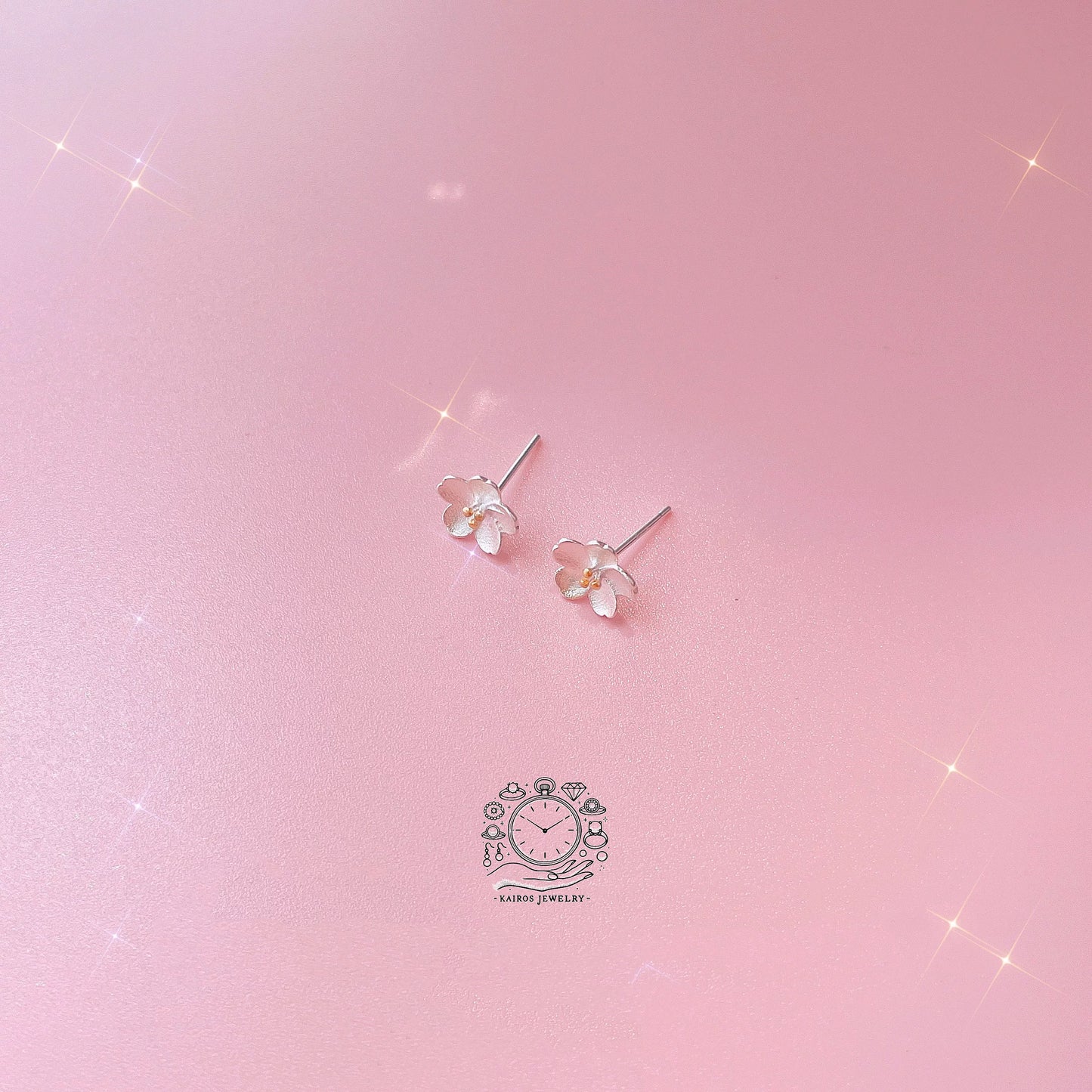 Buddha Stones 925 Sterling Silver Cherry Blossom Floral Calm Stud Earrings| Gift for her