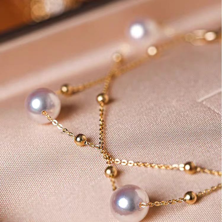 Starlight 18K Gold Aurora Akoya Pearl Double-Layer Bracelet