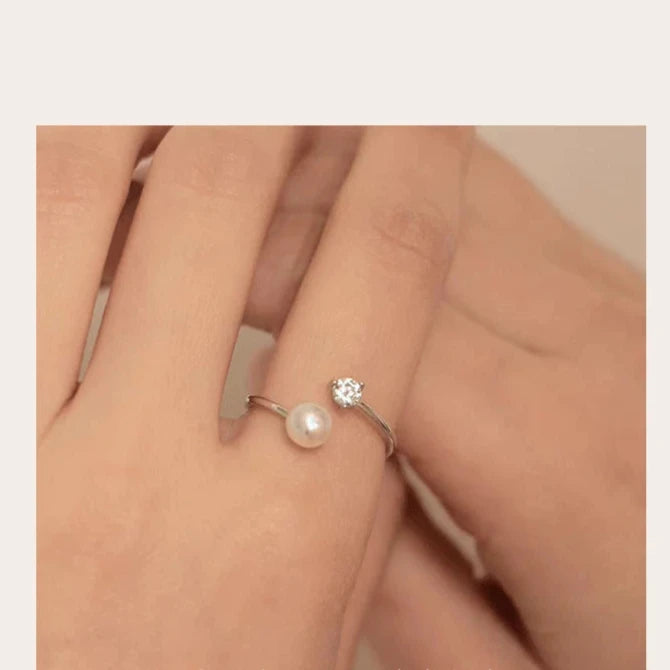 Natural Freshwater Pearl Full S925 Sterling Silver Adjustable Ring