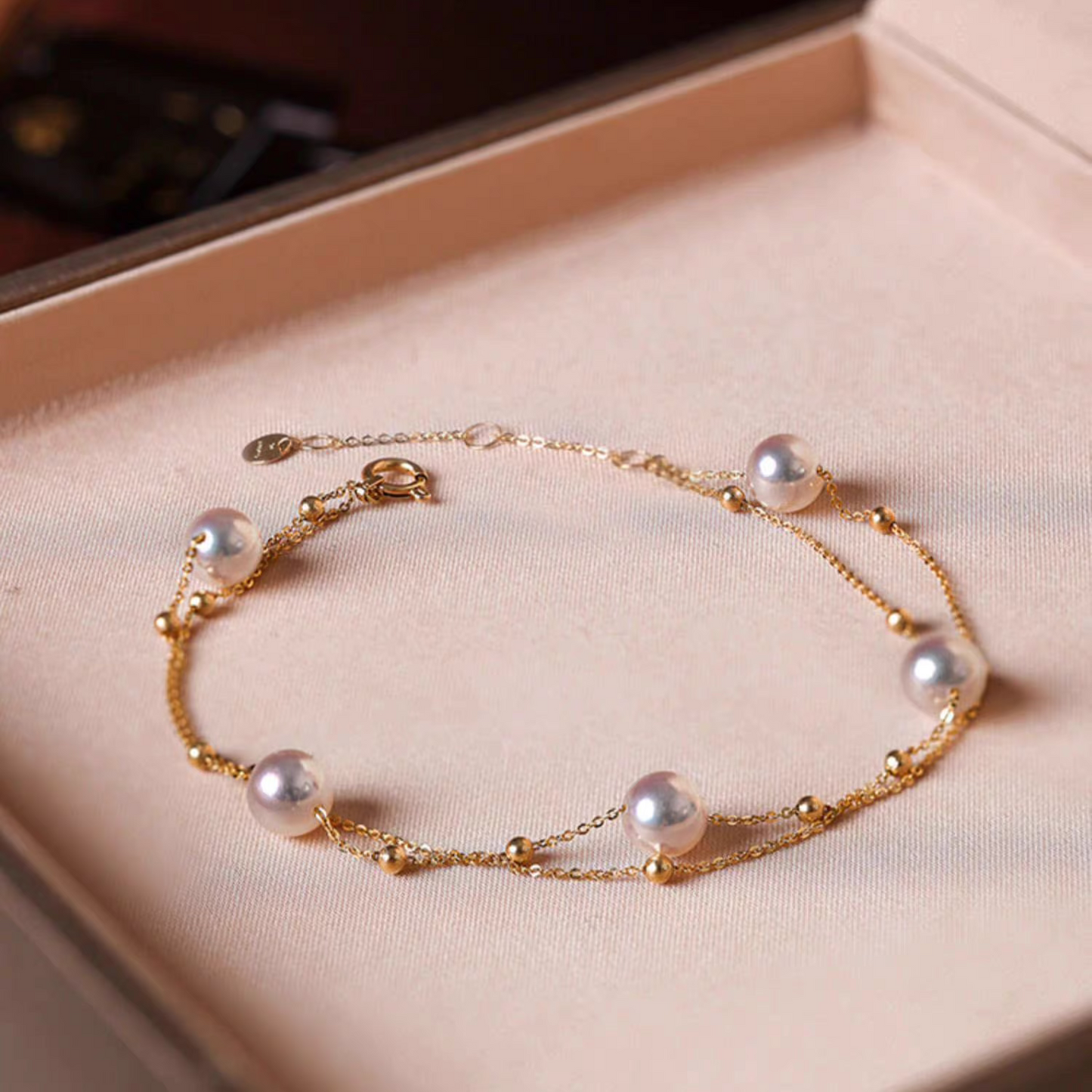 Starlight 18K Gold Aurora Akoya Pearl Double-Layer Bracelet