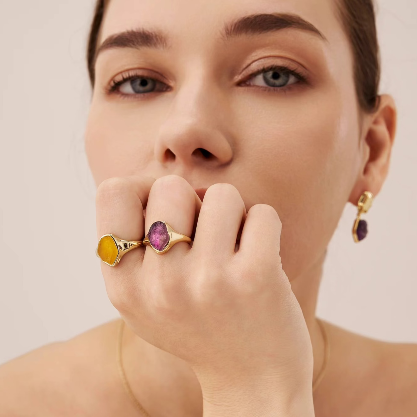 Natural Citrine Ring for Women – Light Luxury, Unique Gemstone Open Band Index Finger Ring (Best-Seller)
