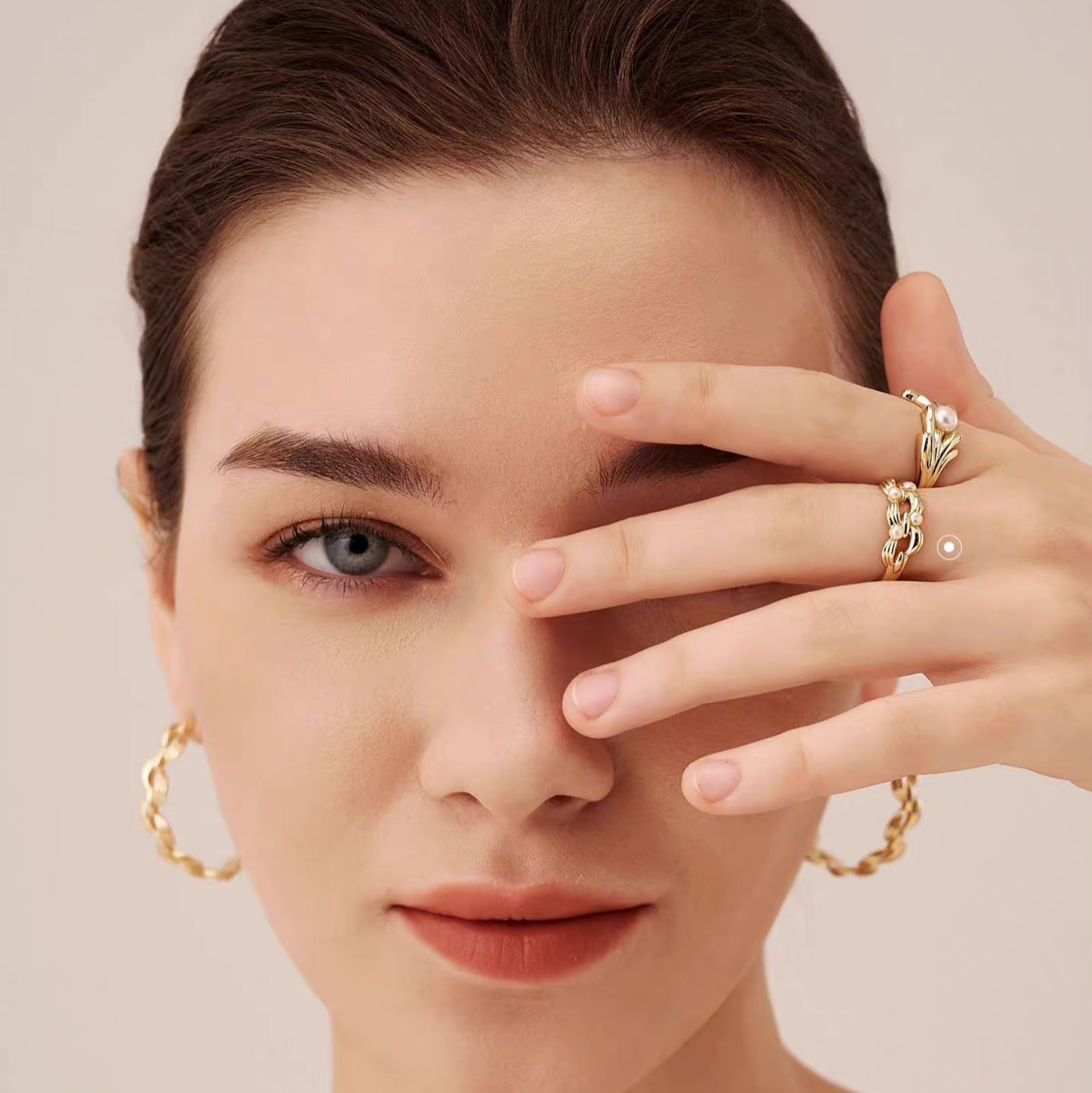 Natural Pearl Ring for Women – Vintage-Inspired Woven Open Band Index Finger Ring, Unique Designer Style