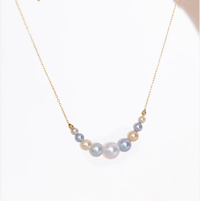 Seawater Pearl Necklace Smiley Face Akoya Pearl High Luster Strong Shine