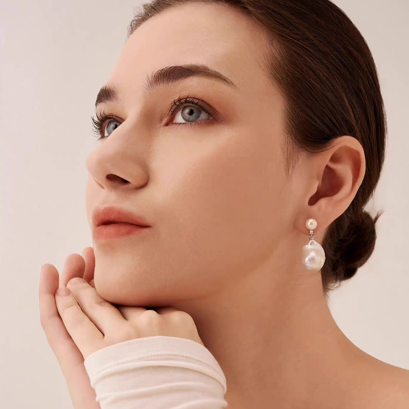 Natural Large Baroque Pearl Earrings – Unique Designer Drop Earrings for Women, Elegant Light Luxury Studs