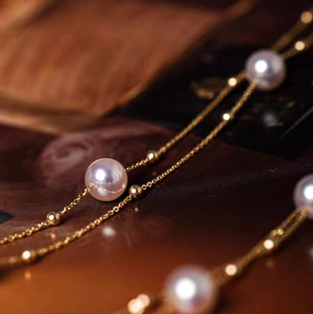 Starlight 18K Gold Aurora Akoya Pearl Double-Layer Bracelet