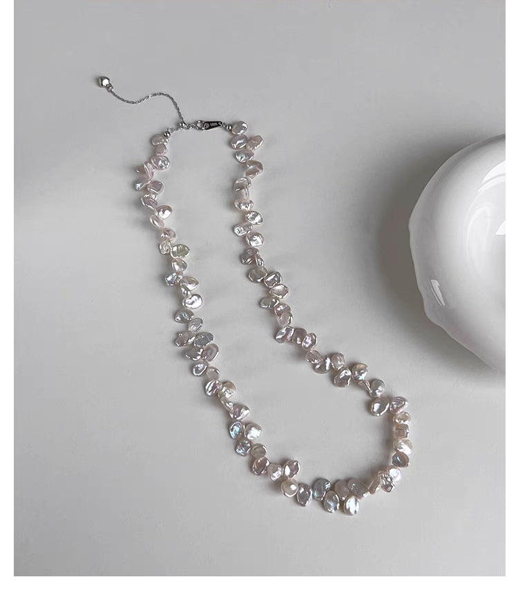 Petal-Shaped Baroque Pearl Necklace – Vintage Natural Irregular Pearl Choker