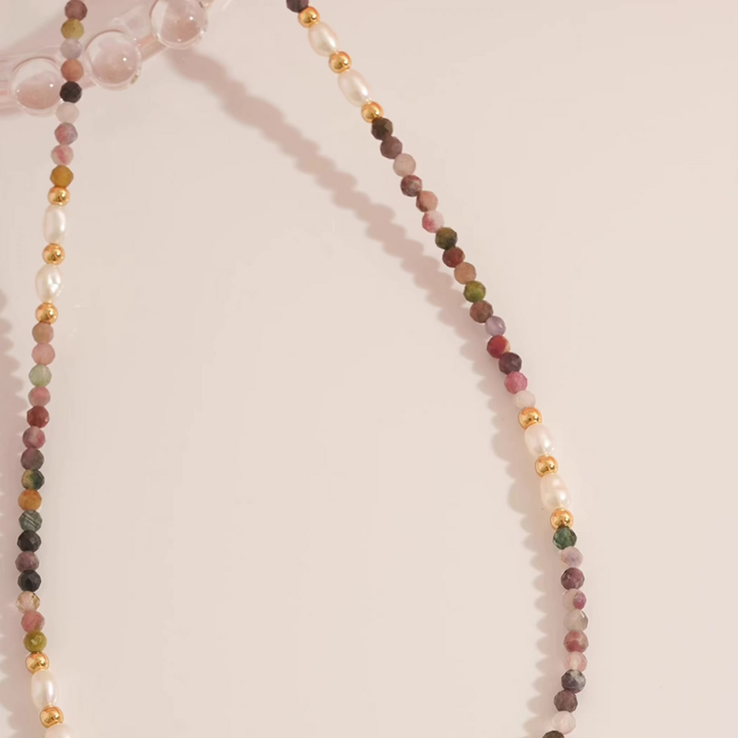 Delicate Tourmaline & Natural Pearl Mixed Necklace β Unique French-Inspired Light Luxury Choker