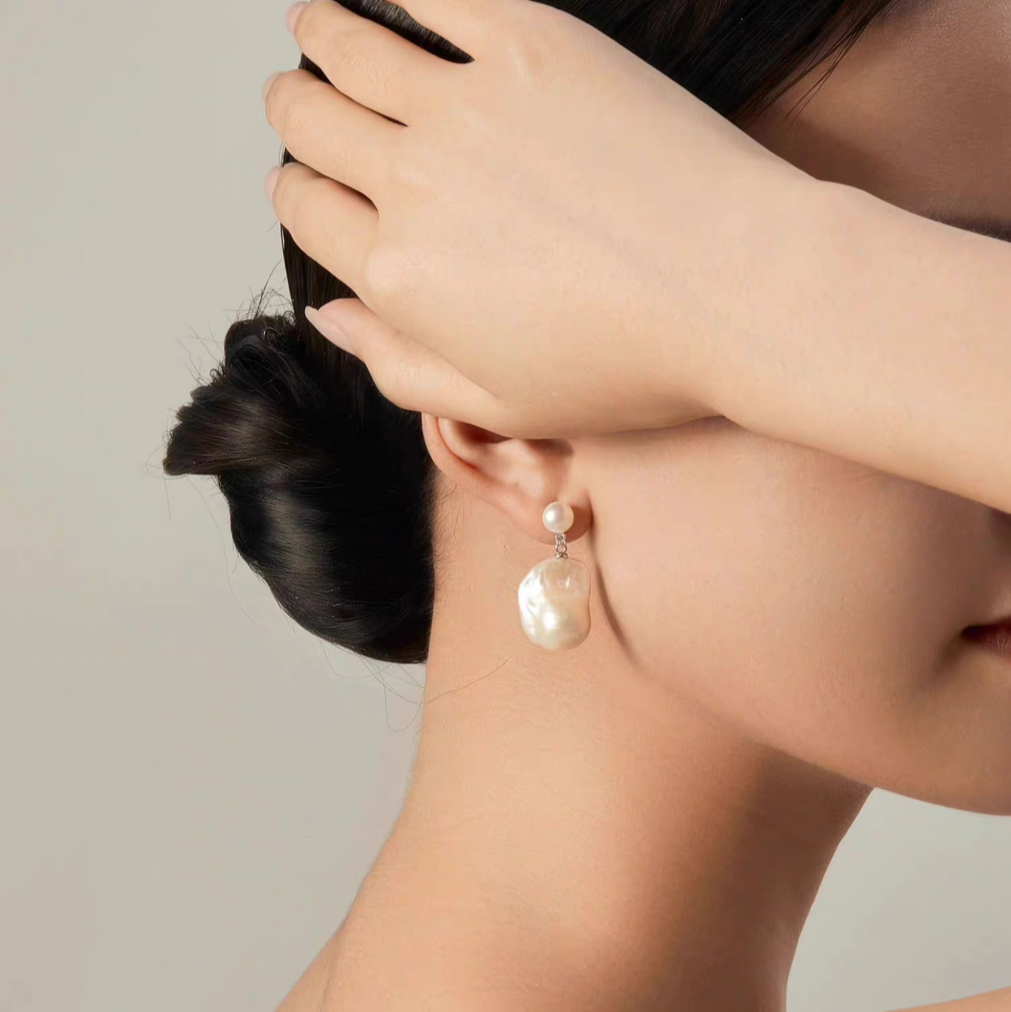 Natural Large Baroque Pearl Earrings – Unique Designer Drop Earrings for Women, Elegant Light Luxury Studs