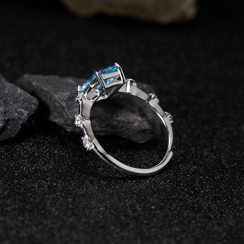 S925 sterling silver natural citrine, amethyst, and topaz gemstone adjustable ring | Gift for her