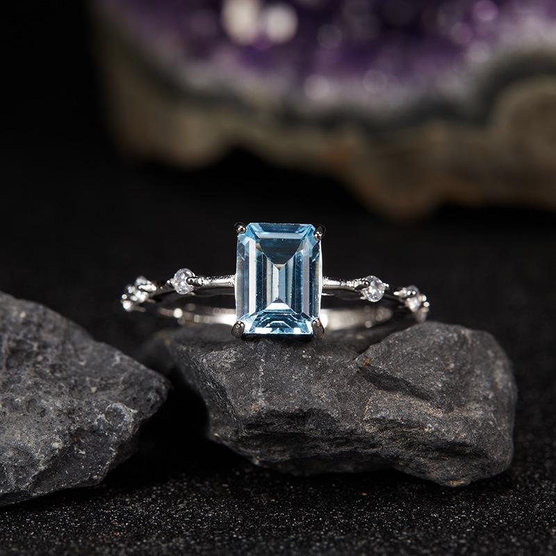 S925 sterling silver natural citrine, amethyst, and topaz gemstone adjustable ring | Gift for her