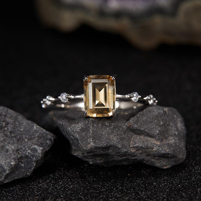 S925 sterling silver natural citrine, amethyst, and topaz gemstone adjustable ring | Gift for her