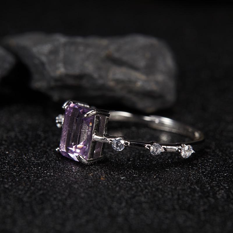 S925 sterling silver natural citrine, amethyst, and topaz gemstone adjustable ring | Gift for her
