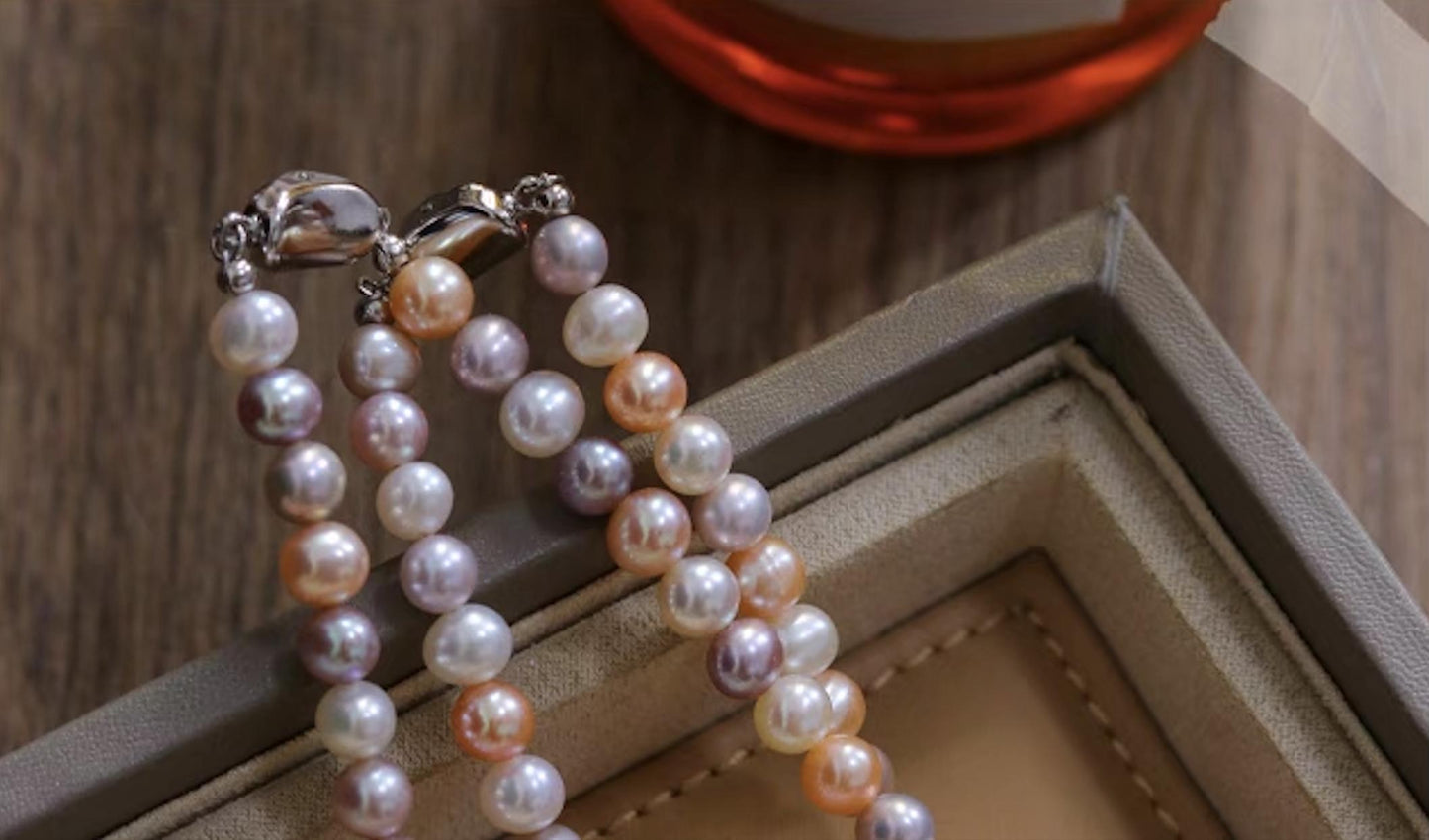 Candy-colored natural freshwater pearl necklace, collarbone chain, S925 sterling silver | Gift for her