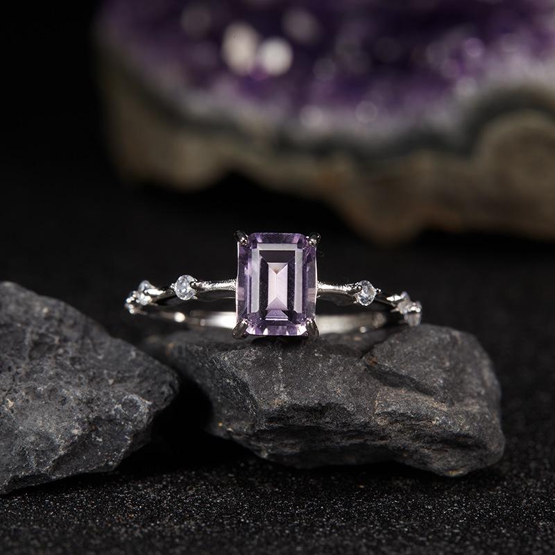 S925 sterling silver natural citrine, amethyst, and topaz gemstone adjustable ring | Gift for her