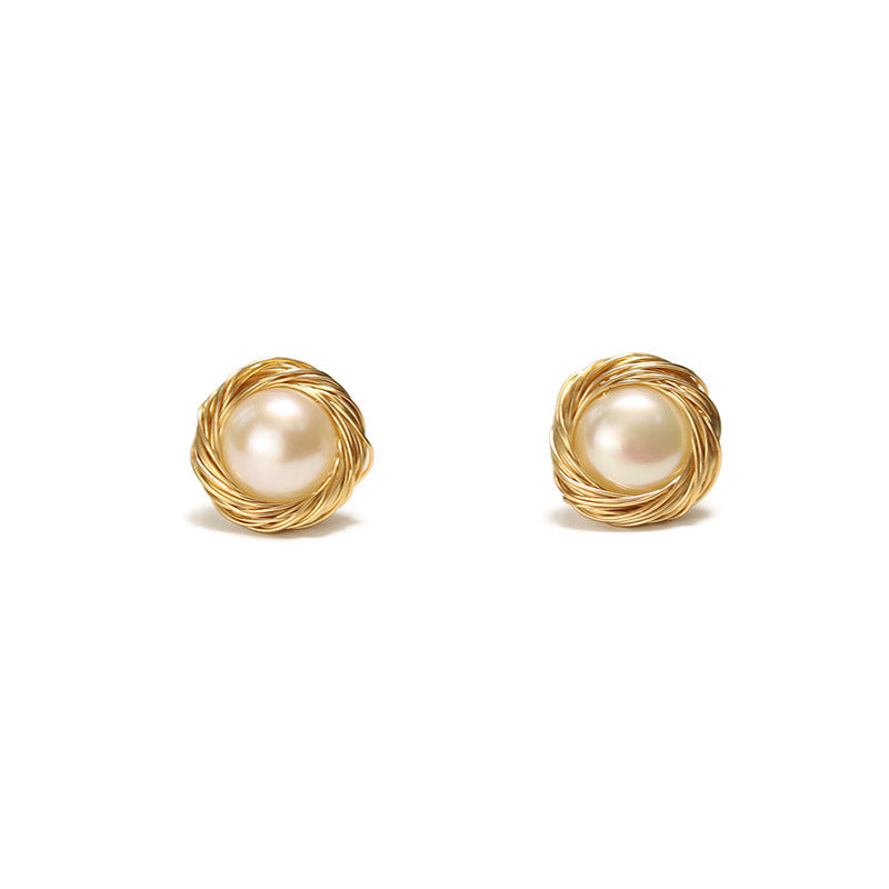 10 mm freshwater pearls | 14K Gold Filled pearl stud earrings