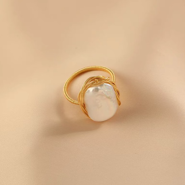 Huaji Baroque Irregular Pearl Self-Discipline Ring for Women – Unique Design, High-End Statement Index Finger Ring