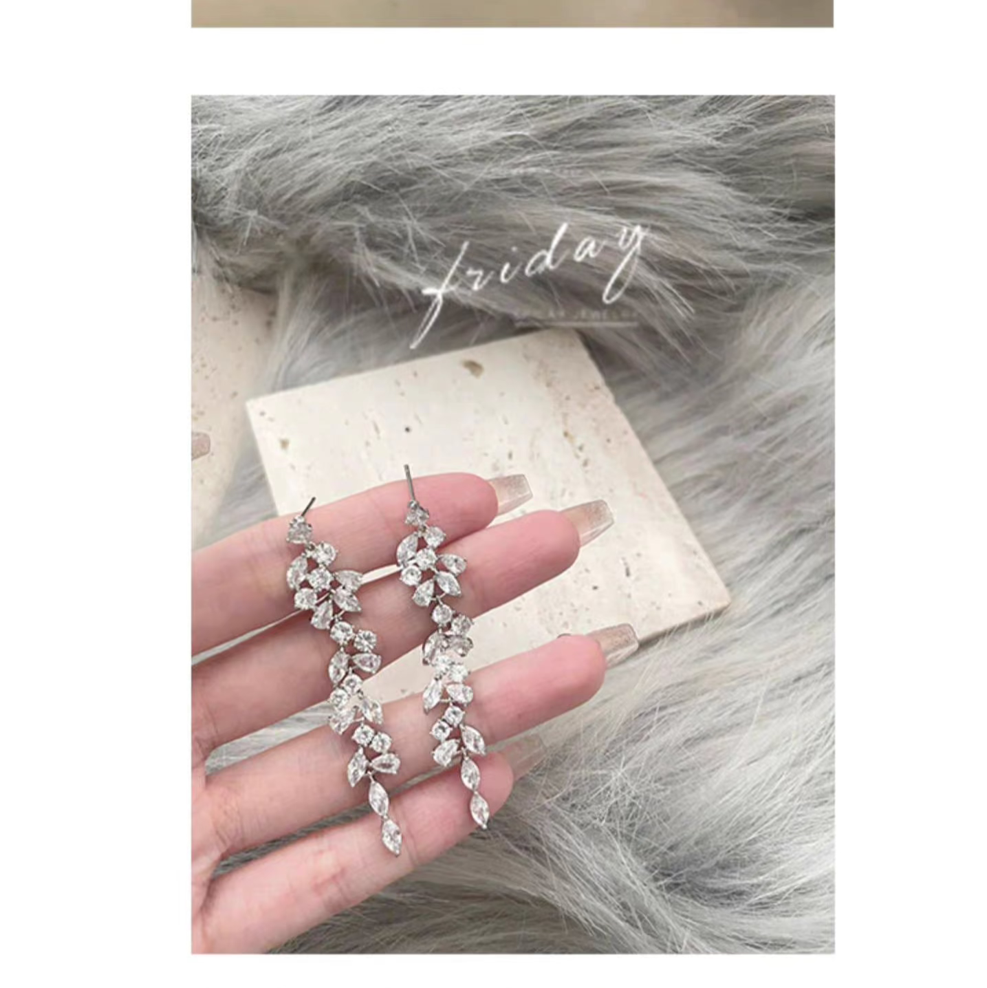 Silver Tassel Long Zircon Earrings – Elegant, Versatile, and Vintage-Inspired with Silver Posts