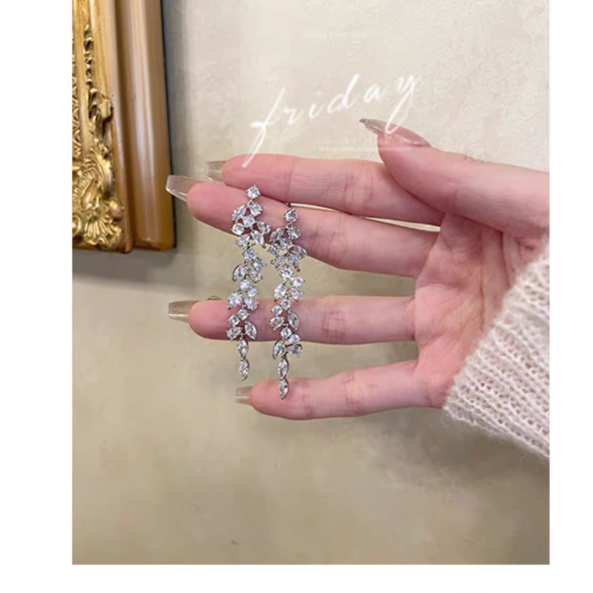 Silver Tassel Long Zircon Earrings – Elegant, Versatile, and Vintage-Inspired with Silver Posts
