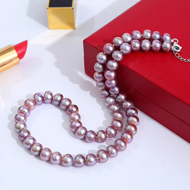 “Angel’s Tear – Spring Romance” Freshwater Pearl & Lavender Pearl Classic Necklace (5–6-7-8 mm)