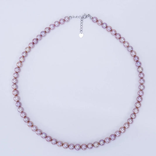 “Angel’s Tear – Spring Romance” Freshwater Pearl & Lavender Pearl Classic Necklace (5–6-7-8 mm)