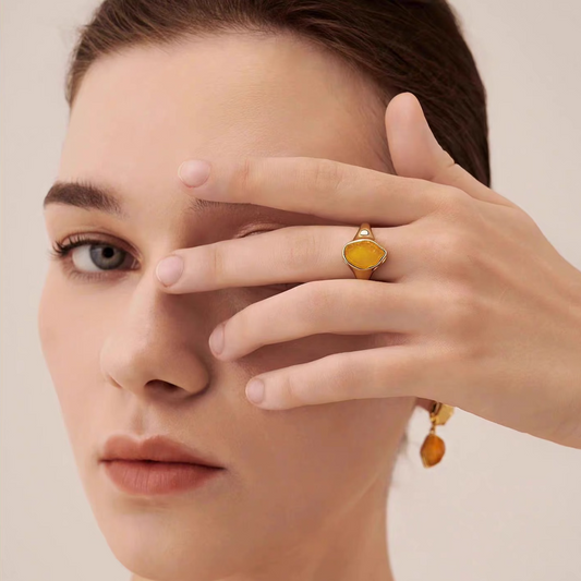 Natural Citrine Ring for Women – Light Luxury, Unique Gemstone Open Band Index Finger Ring (Best-Seller)