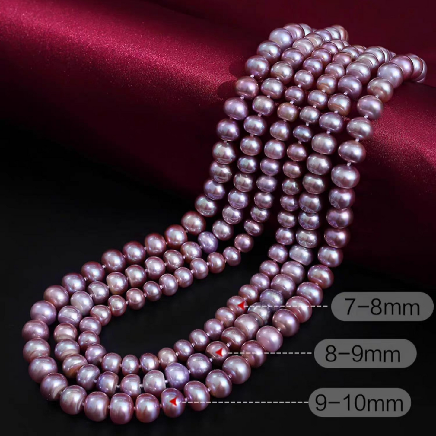 “Angel’s Tear – Spring Romance” Freshwater Pearl & Lavender Pearl Classic Necklace (5–6-7-8 mm)
