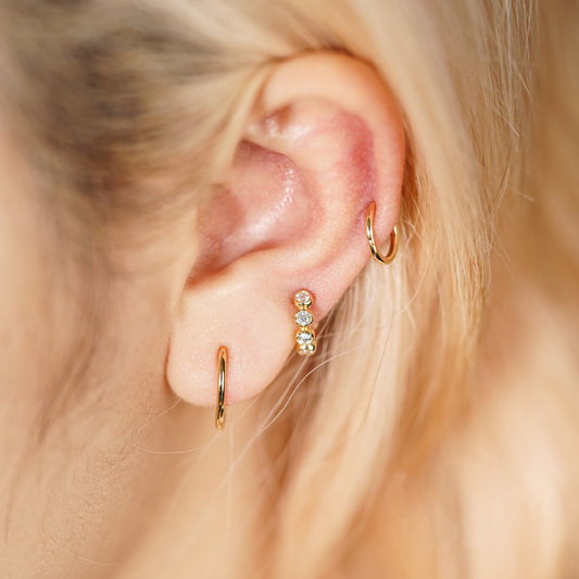 Elegant 18K Gold Vermeil Zircon Huggie Earrings – Delicate & Sparkling for Everyday Wear