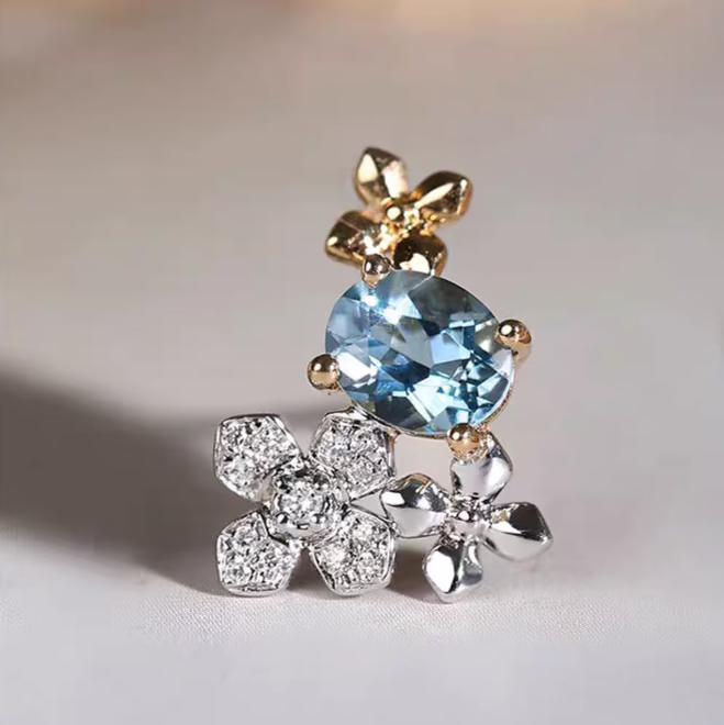 Hydrangea 18K Gold Gemstone Floral Stud Earrings