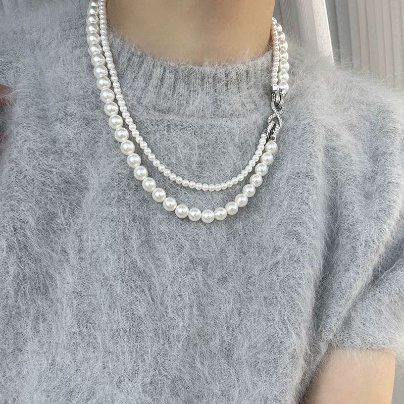 kamala Harris pearls | Double-layered Swarovski pearl necklace