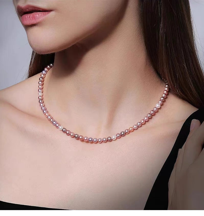 Natural Freshwater Pearl Necklace – Elegant Collarbone Chain, Near-Round, High Luster (7-8mm)