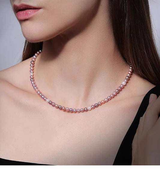 Natural Freshwater Pearl Necklace – Elegant Collarbone Chain, Near-Round, High Luster (7-8mm)