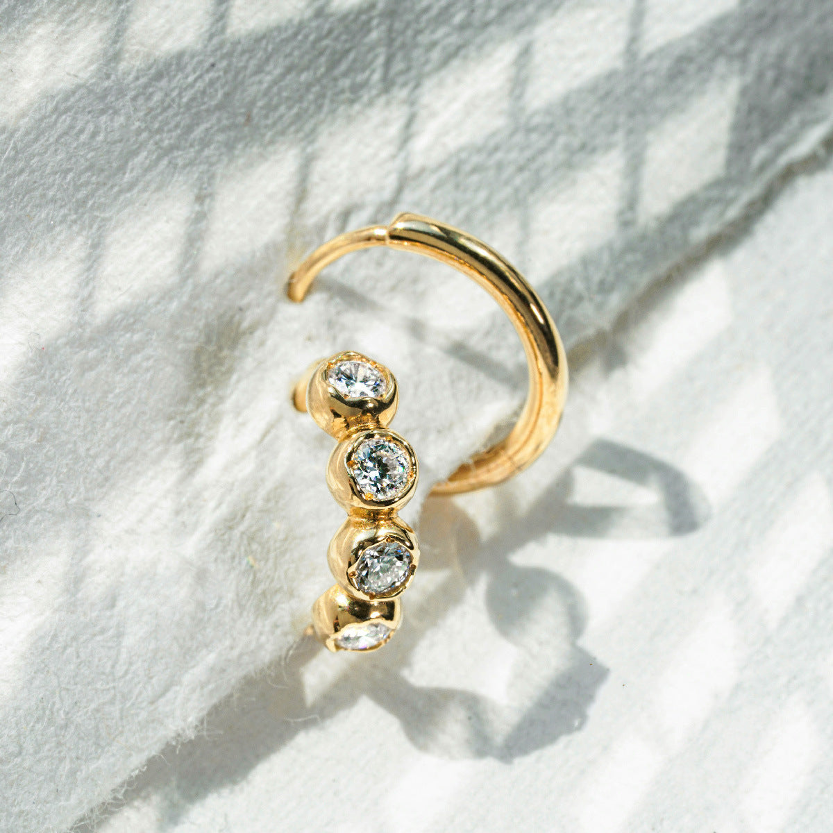 Elegant 18K Gold Vermeil Zircon Huggie Earrings – Delicate & Sparkling for Everyday Wear