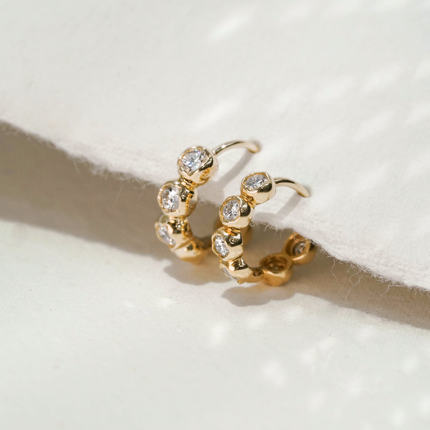 Elegant 18K Gold Vermeil Zircon Huggie Earrings – Delicate & Sparkling for Everyday Wear