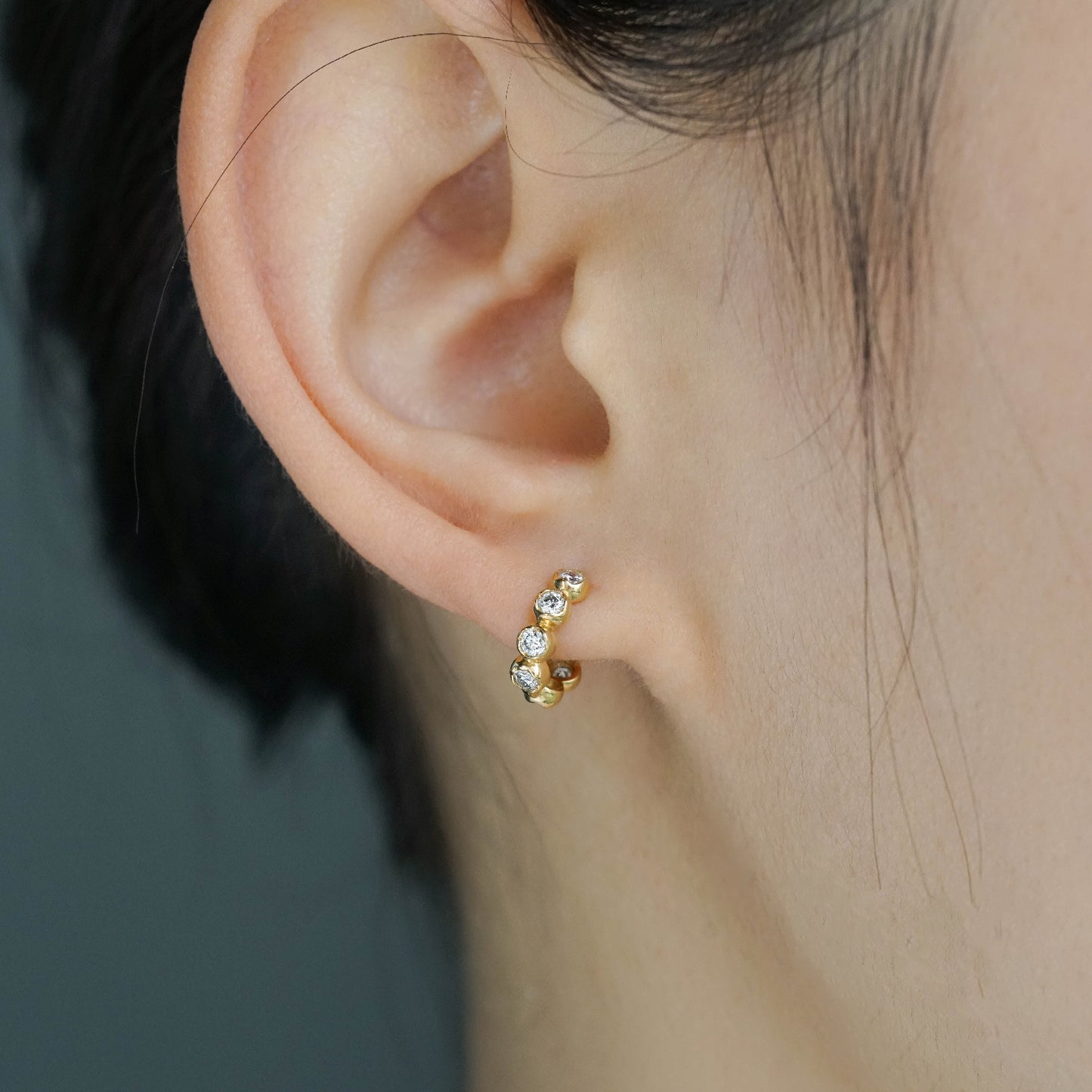 Elegant 18K Gold Vermeil Zircon Huggie Earrings – Delicate & Sparkling for Everyday Wear