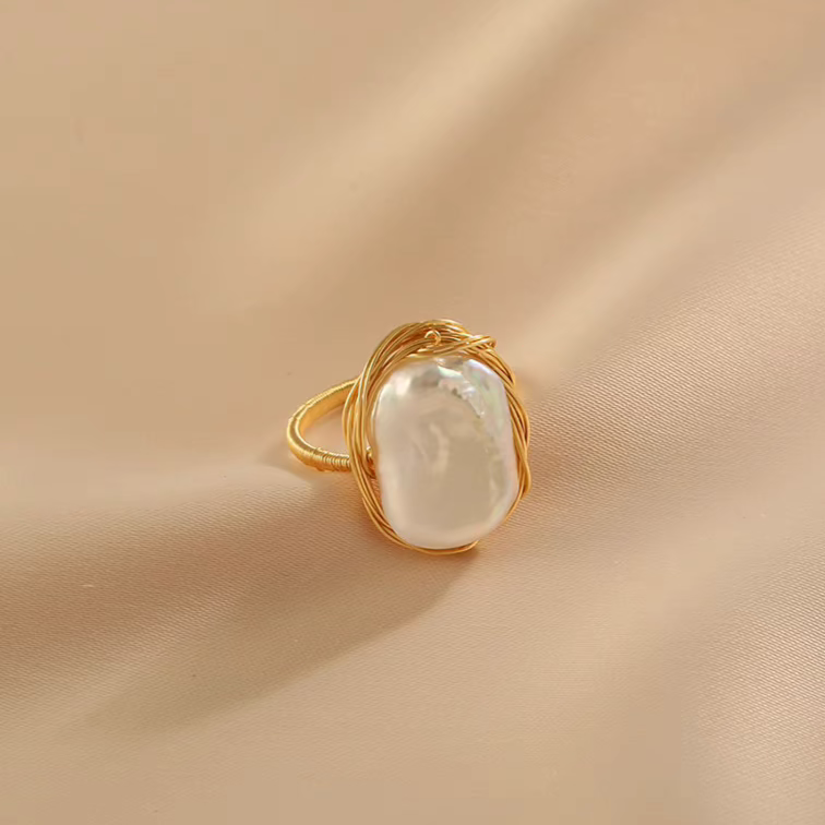 Huaji Baroque Irregular Pearl Self-Discipline Ring for Women – Unique Design, High-End Statement Index Finger Ring
