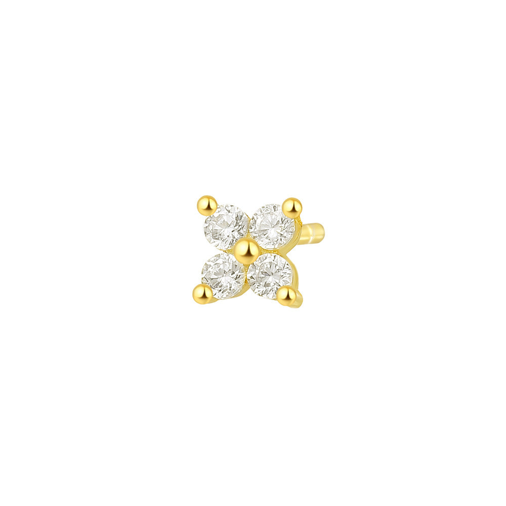 925 Sterling Silver three Colorful Zircon Flower Pendant Hoop Earrings, ear stud, Drop Huggies Set For Women Girls, Small Minimalist Huggies