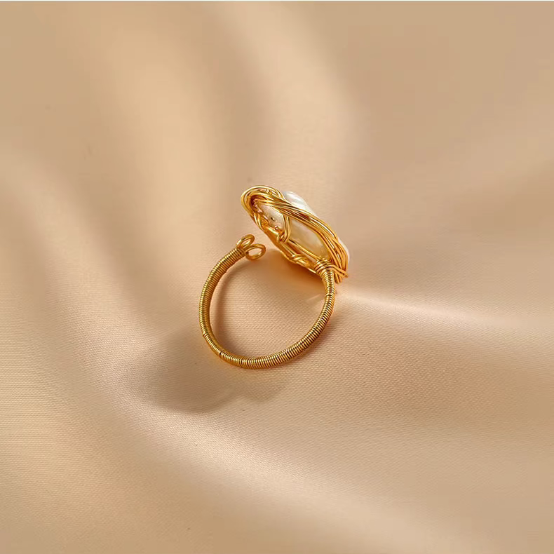 Huaji Baroque Irregular Pearl Self-Discipline Ring for Women – Unique Design, High-End Statement Index Finger Ring