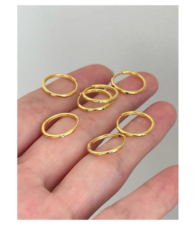 925 Sterling Silver Plain Hoop Earrings with Colored Zirconia for Women | Gift for her