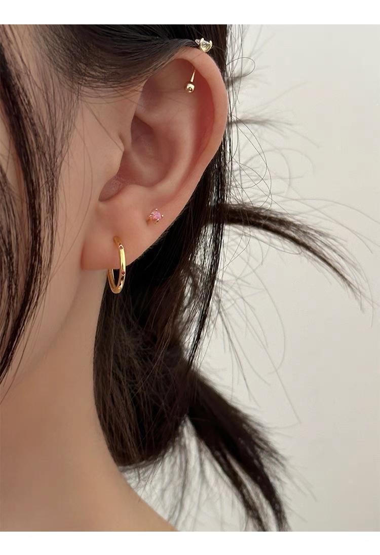 925 Sterling Silver Plain Hoop Earrings with Colored Zirconia for Women | Gift for her