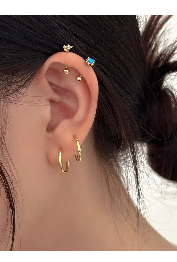 925 Sterling Silver Plain Hoop Earrings with Colored Zirconia for Women | Gift for her